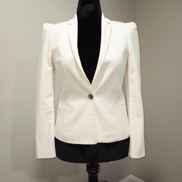 ZARA OFF-WHITE SINGLE BREAST JACKET/BLAZER SZ M - Picture 1 of 9